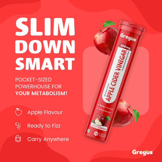 Effervescent Apple Cider Vinegar Tablets with Pomegranate and Apple Extracts: Natural Weight Loss Aid - Boost Metabolism and Support Healthy Digestion.