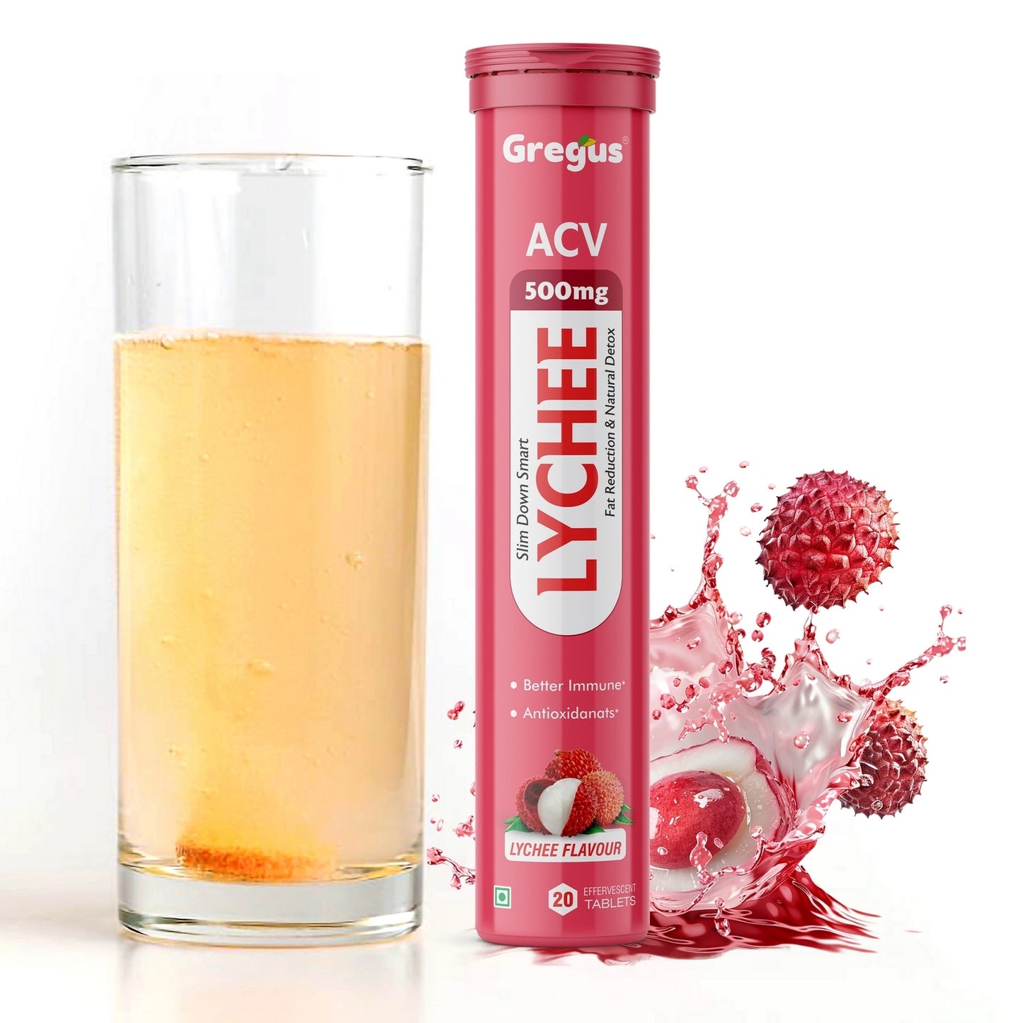 Effervescent Apple Cider Vinegar Tablets with Pomegranate and Apple Extracts: Natural Weight Loss Aid - Boost Metabolism and Support Healthy Digestion.