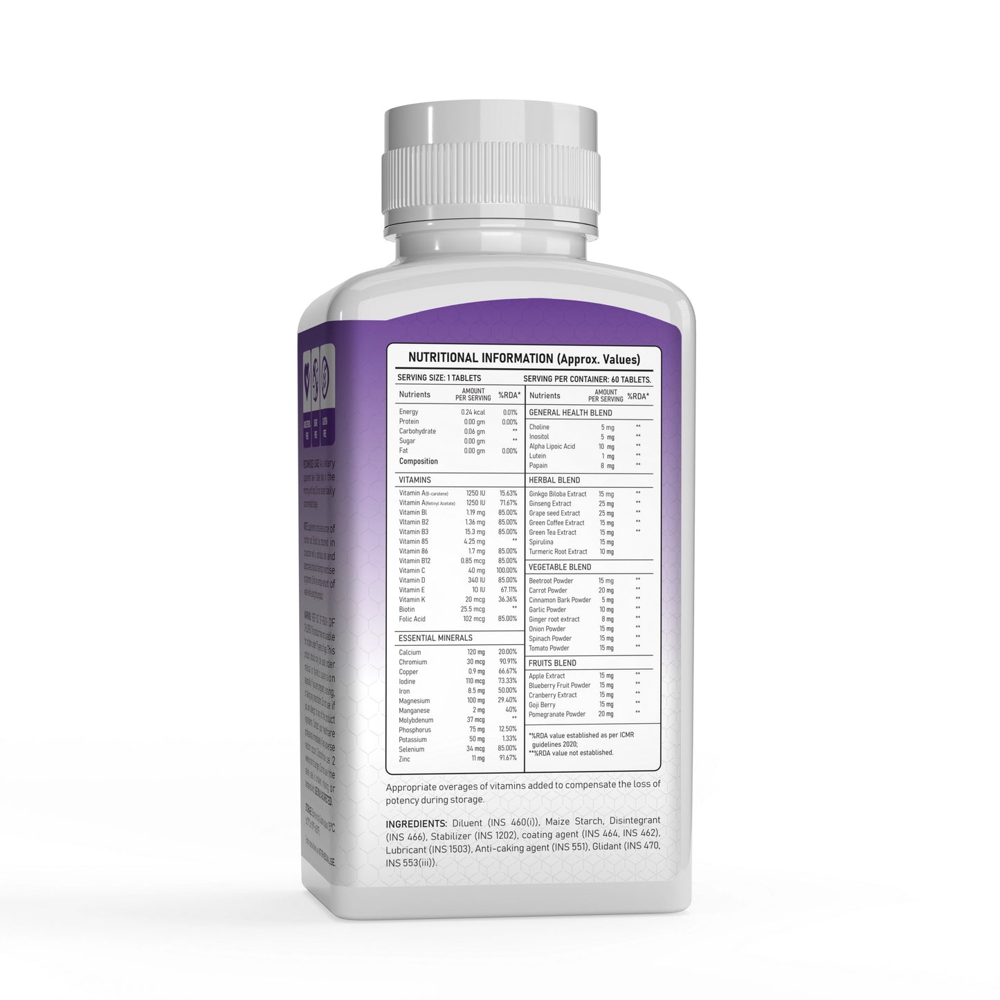 Gregus Multivitamin for Men and Women, Complete Wellness with all Vitamins, Biotin, Folic Acid, 41 Essential Ingredients, Vegetable and Fruit Blends (60)Tablets