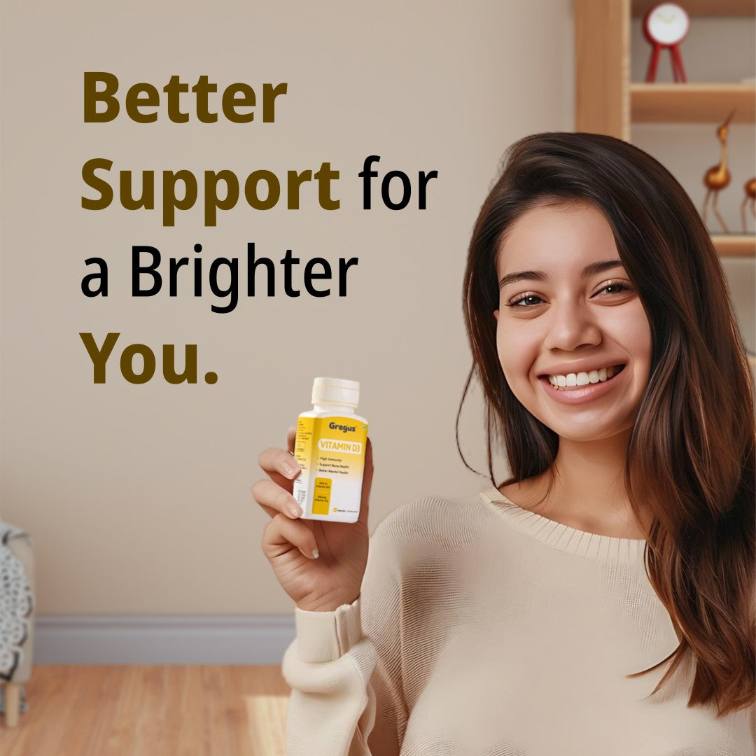 GREGUS Vitamin D3(600IU) + K2(55mcg) Supplement - Essential for Strong Bones and Cardiovascular Support.