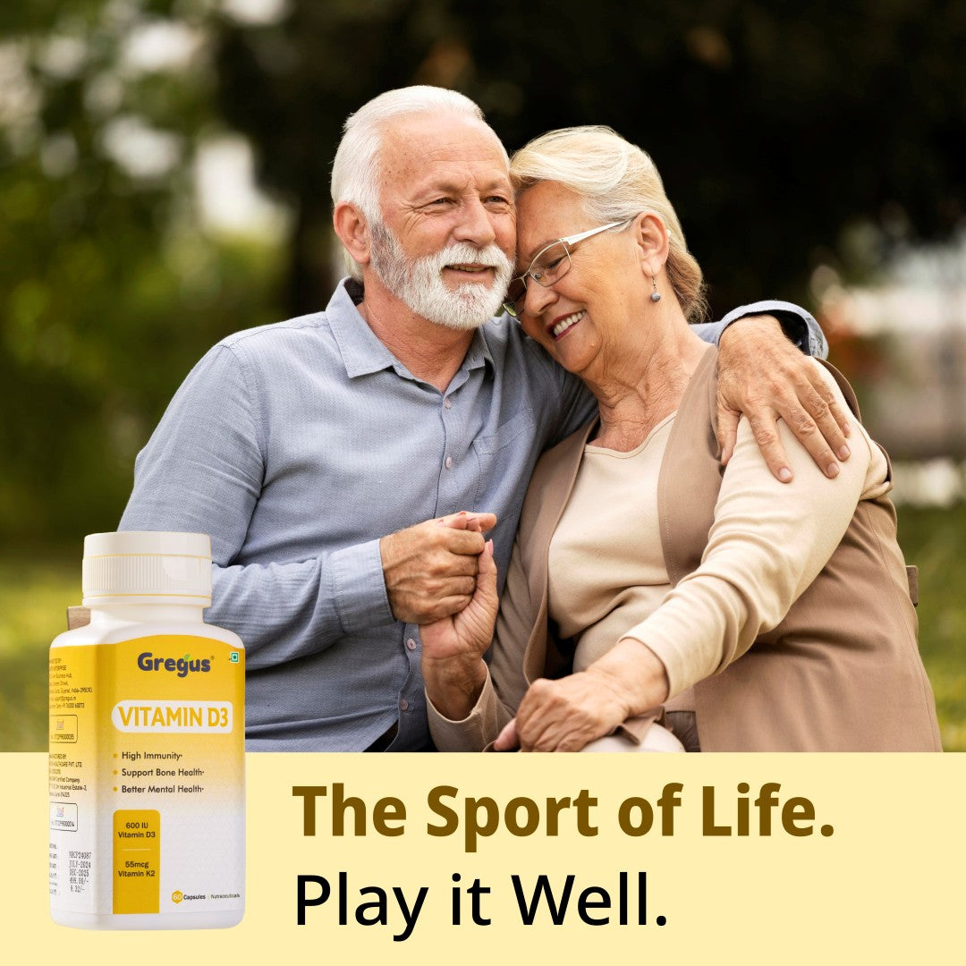 GREGUS Vitamin D3(600IU) + K2(55mcg) Supplement - Essential for Strong Bones and Cardiovascular Support.