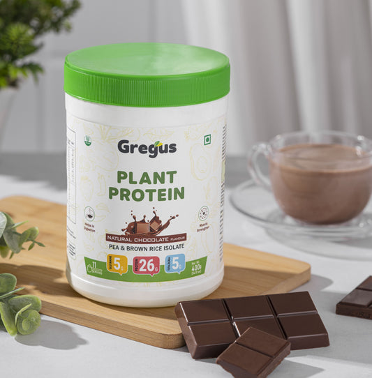 Gregus vegan protein (26gm) for lean muscles | sugar free | for women & Men Plant-Based Protein, chocolate flavour