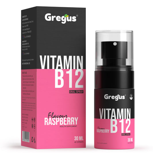 Gregus B12 Oral Spray | Natural Energy Support | Vegan & Sugar-Free | Raspberry flavour