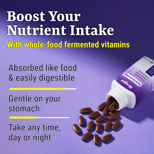 GREGUS Multivitamin for Men and Women,Herbal Multivitamin Tablets: Complete Wellness with Vitamins A, B, C, D, E, K, Biotin, Folic Acid, 41 Essential Ingredients, Vegetable and Fruit Blends (60)Tablets