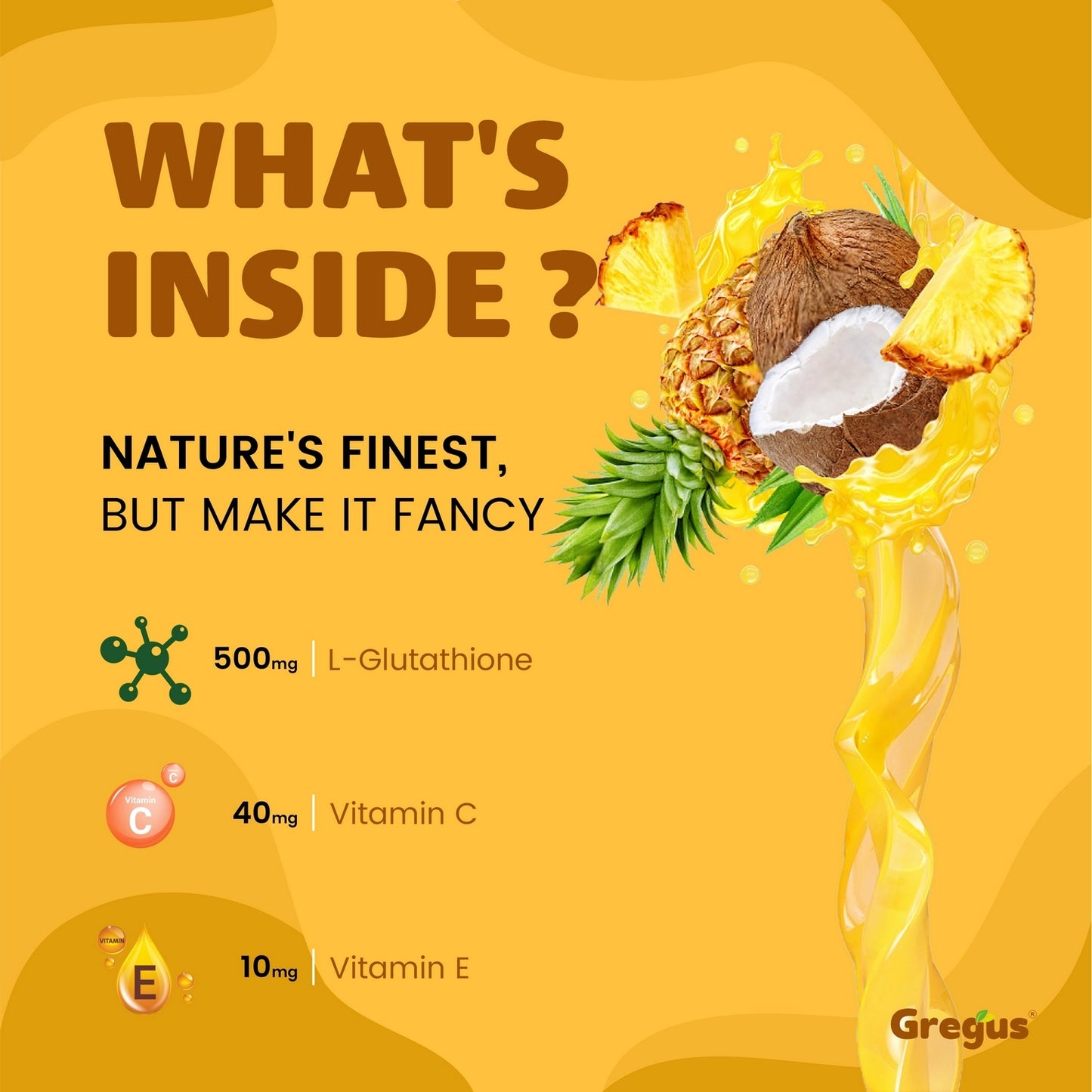 Gregus L-Glutathione Effervescent Tablets | Advanced Antioxidant for Skin Brightening & Detox | Pina Colada Flavour | 20 Tablets.