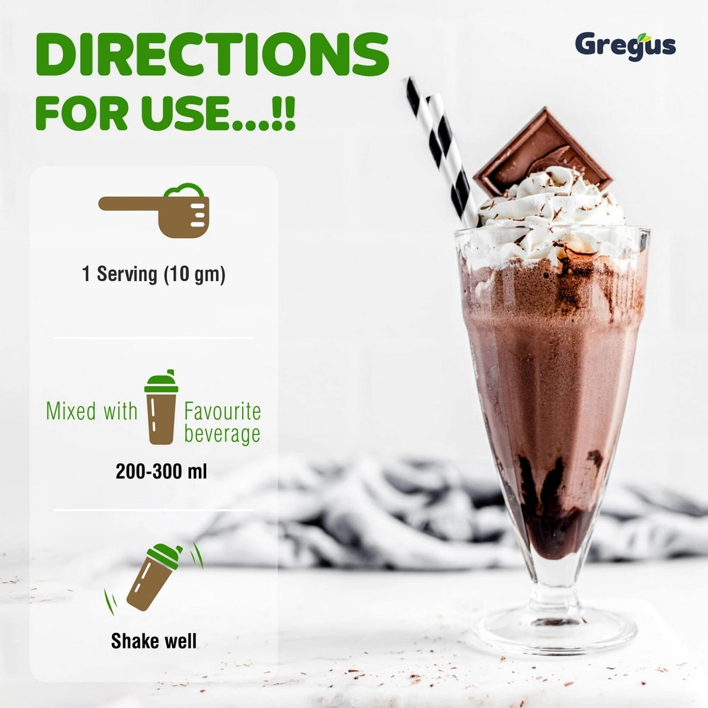 Gregus Marine Collagen powder For Women And Men | Hydrolysed Type 100% fish Isolate protein | Skin Collagen | Glowing & Brighten Skin | Chocolate (350 gm.)