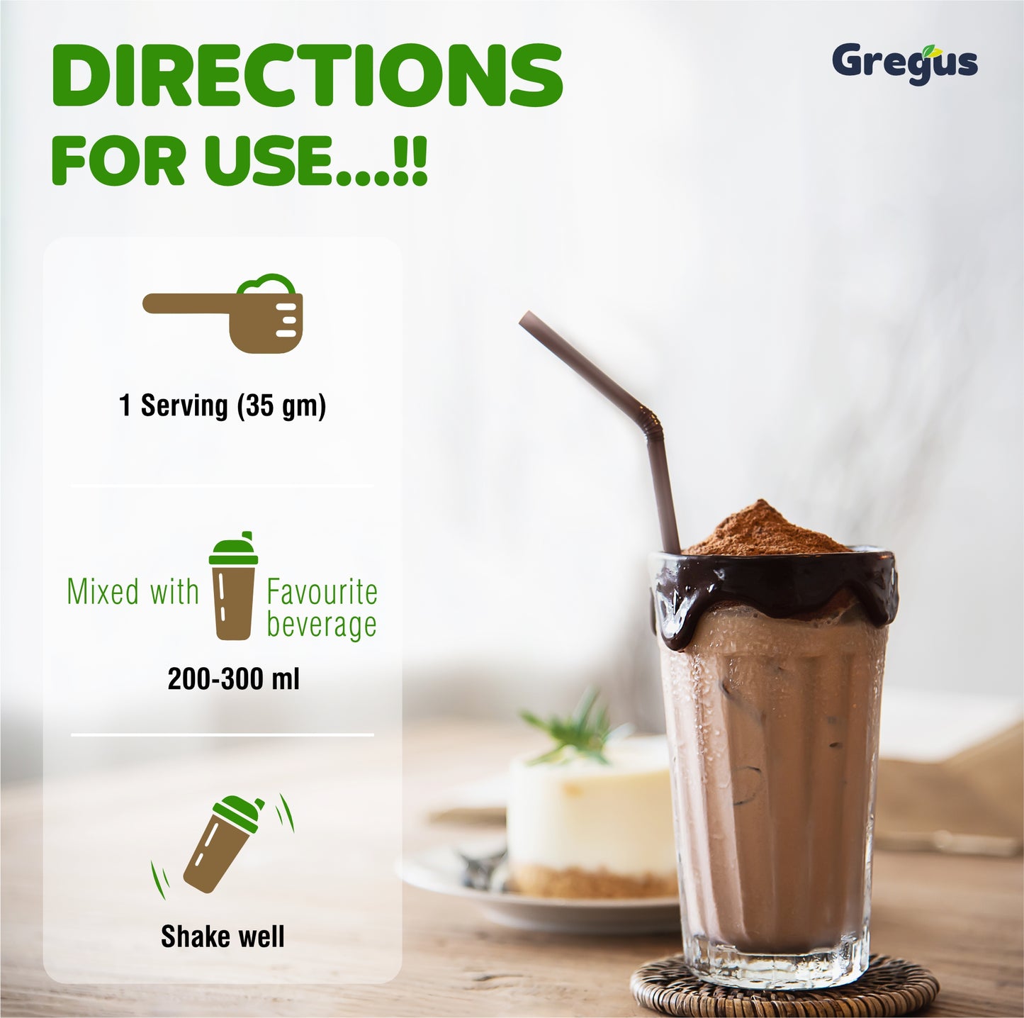 Gregus vegan protein (26gm) for lean muscles | sugar free | for women & Men Plant-Based Protein, chocolate flavour