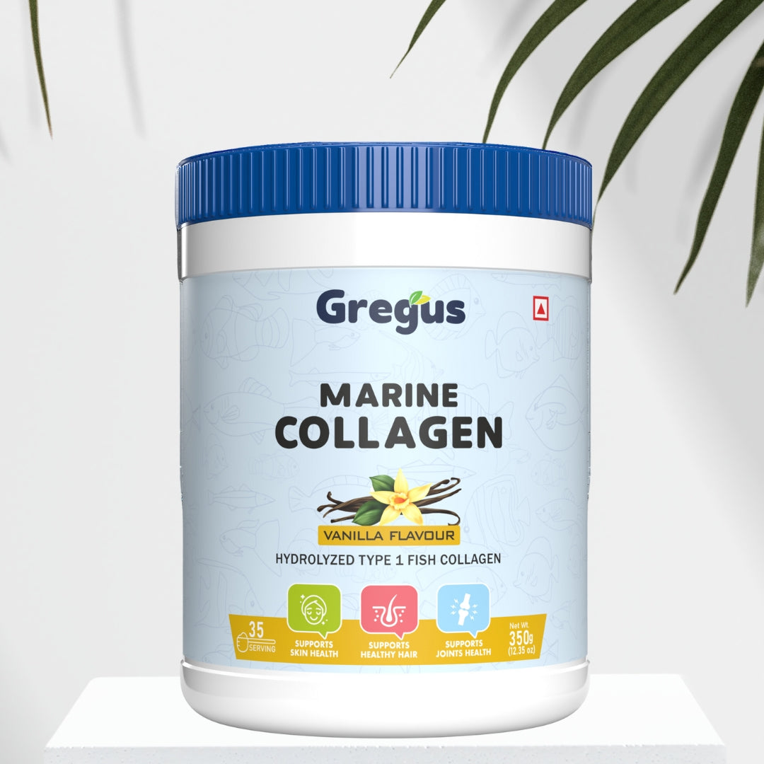 Gregus Marine Collagen powder For Women And Men | Hydrolysed Type 100% fish Isolate protein | Skin Collagen | Glowing & Brighten Skin | Chocolate (350 gm.)
